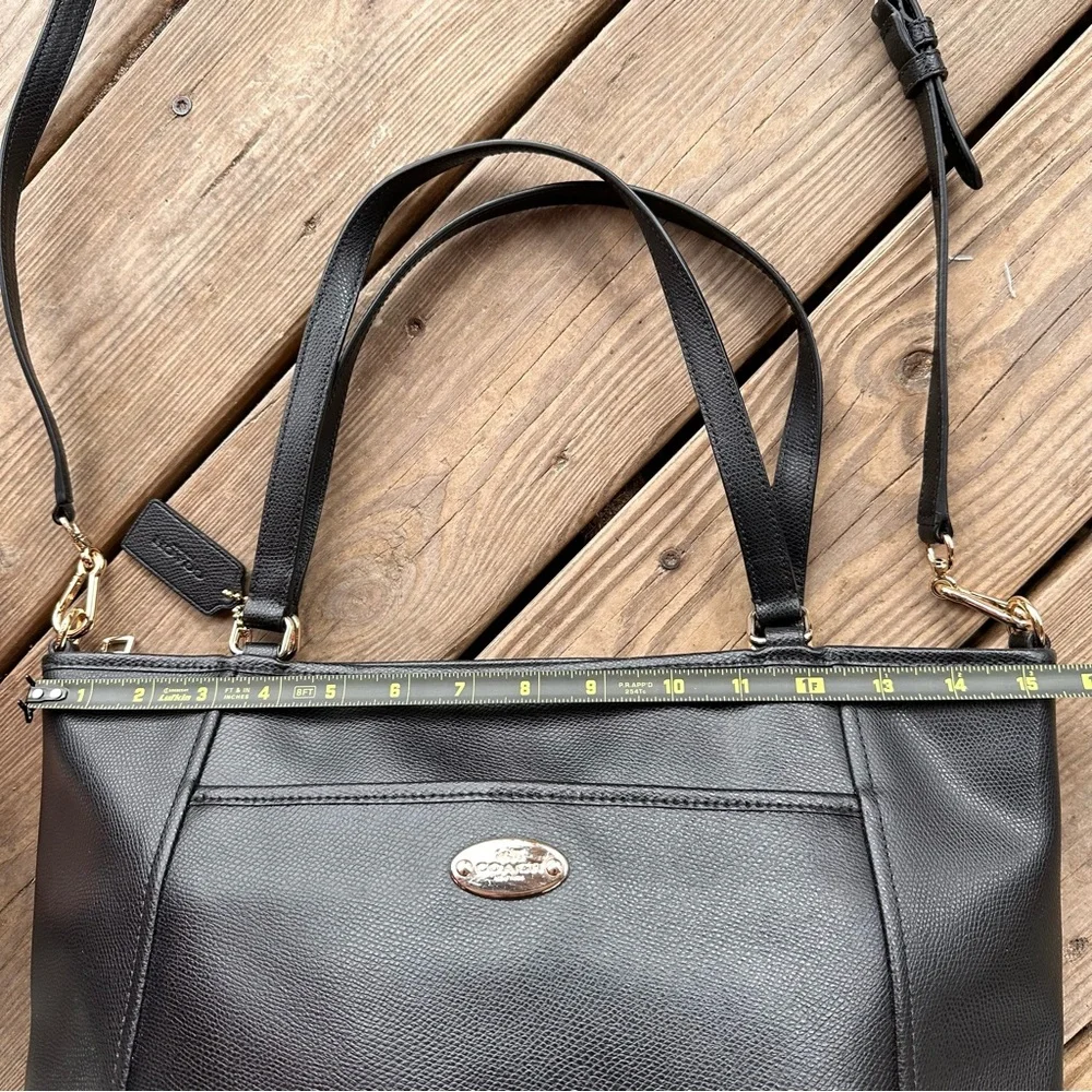 Coach Crossgrain Leather Pocket Tote F34497 Black Crossbody Shoulder Bag Tote